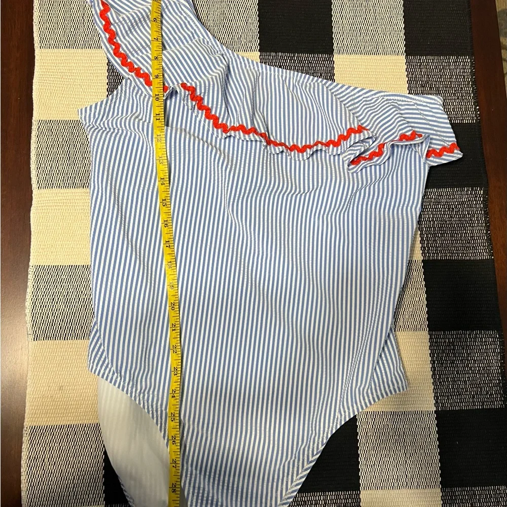 New J. Crew Blue and White Striped One-Shoulder Swimsuit! Too big for me! - Picture 10 of 11